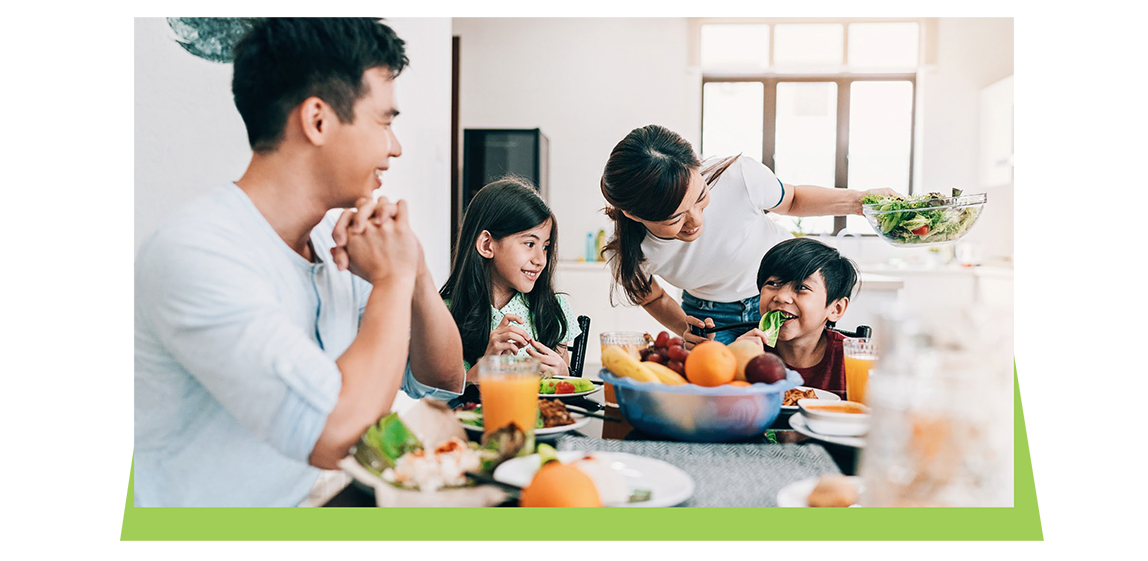 Family having a meal together